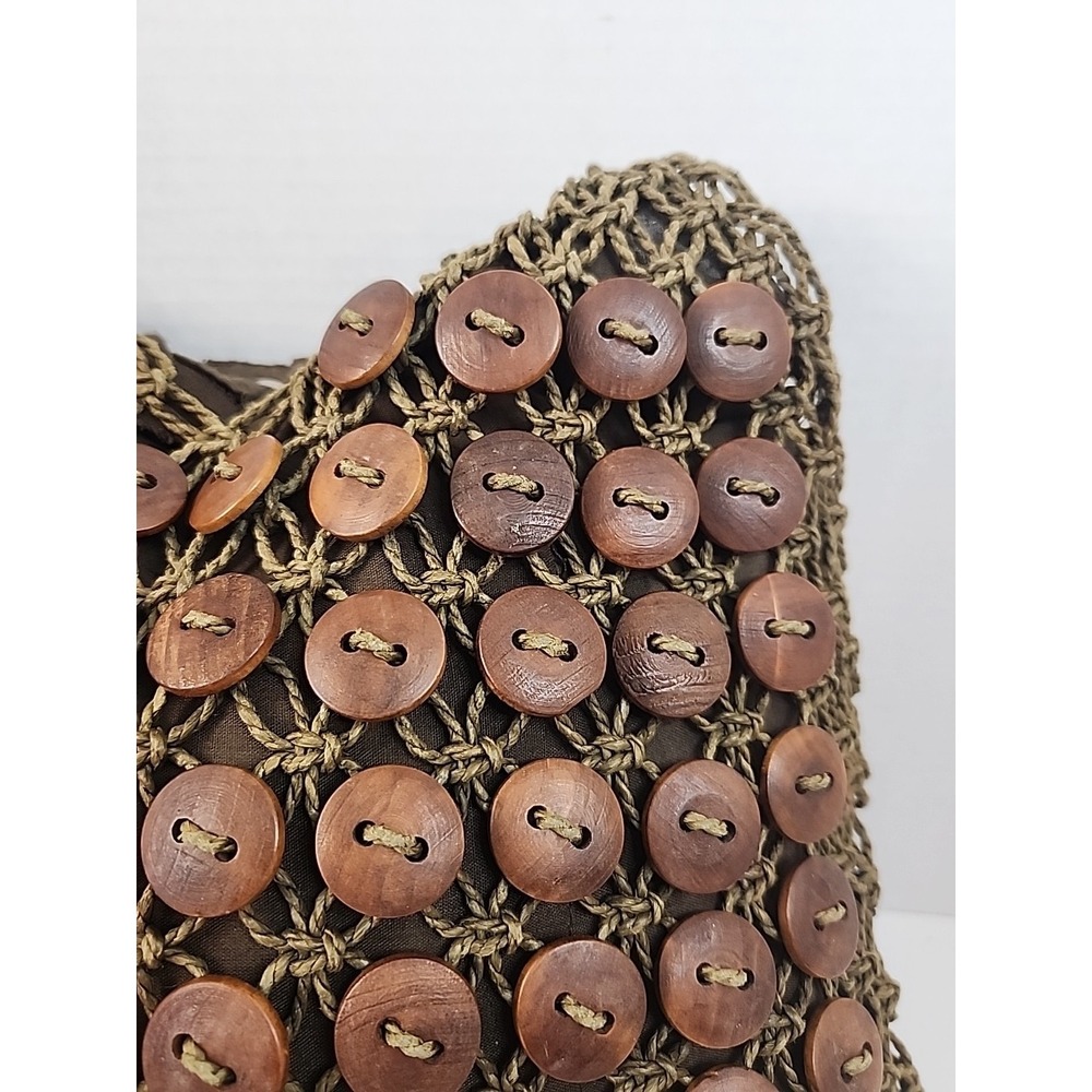 Vintage Cappelli Straworld Macrame Purse Button Embellishments Y2K Beach Boho - Picture 8 of 16